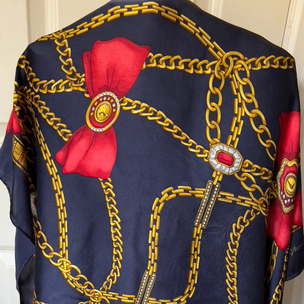 Chopard Scarf. 100% Silk. Hand Rolled. Made in Italy. 34” by 35”.
